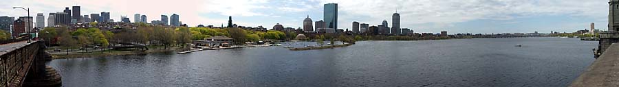 Boston, panorama, Zicht op Downtown Boston vanaf Longfellow Bridge, klik voor een groot plaatje 